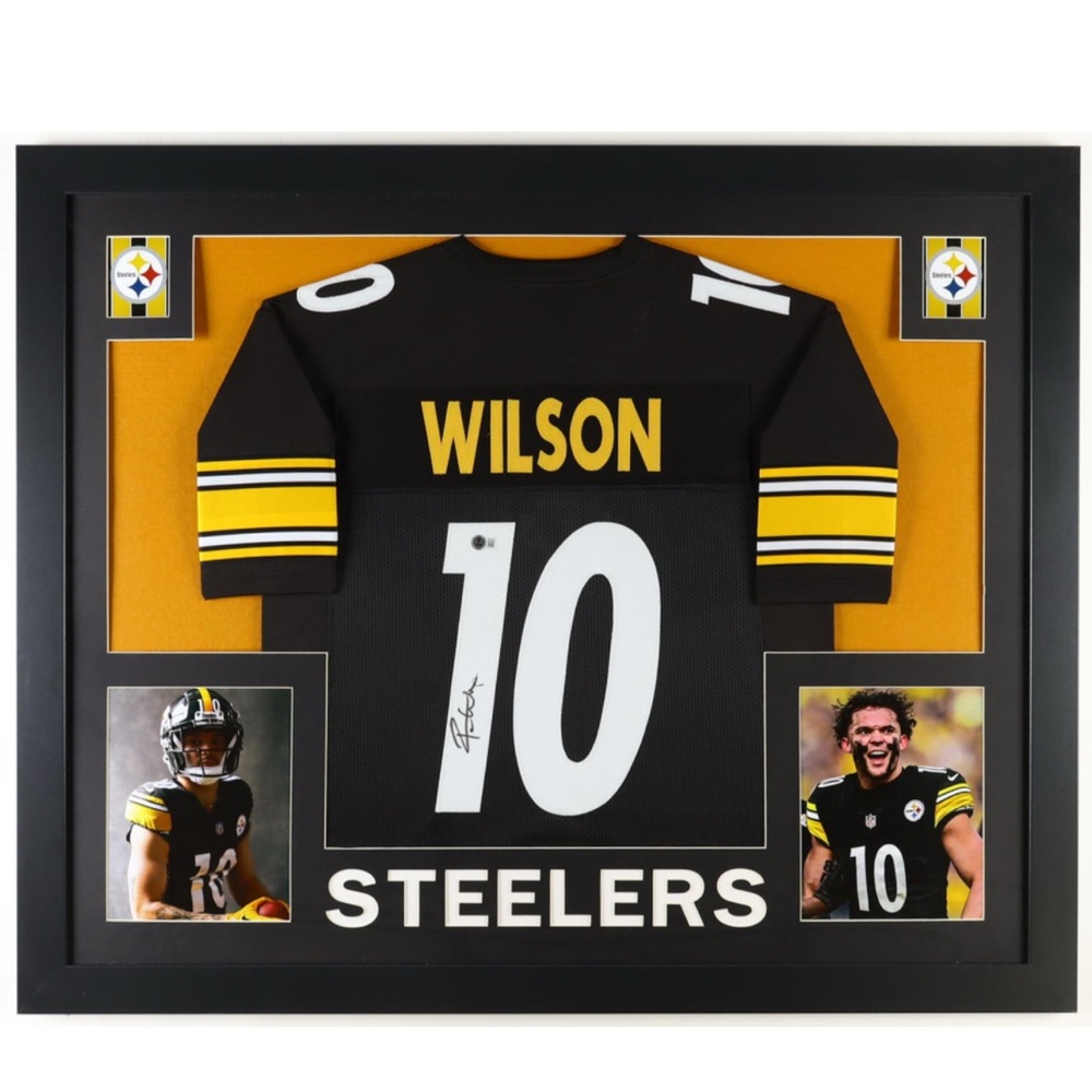 Black and Gold Framed Sports Jersey Wall Art authentically signed